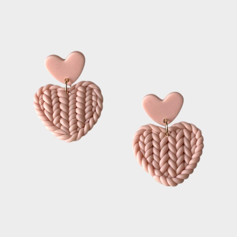 Handmade Braided Heart Drop Earrings